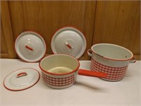Red Checkered Enamel Pans