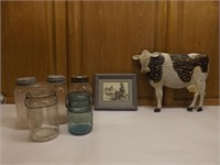 Dairy Cow, Farm Picture and Five Jars