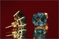 14 KY gold blue topaz earrings.