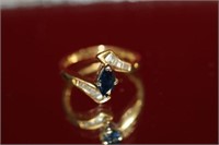 14 KPY Gold sapphire and diamond ring.