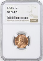 Rare 1954-D 1 Cent Penny NGC MS 66 RD