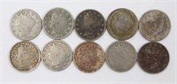 Lot (10) Liberty Head V Nickel Coins