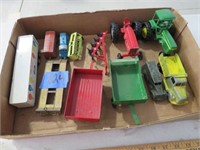 Assorted Plow, tractor, trucks including Tootsie