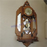 Wood chime clock w/ matching sconces