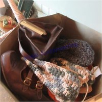 Crochet slippers, vintage purse , shoes