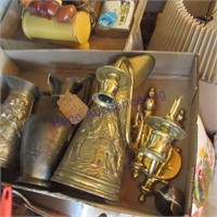 Brass pitchers & candle holders