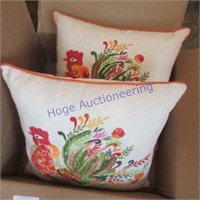 2 rooster fall pillows