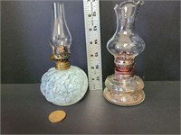 2 Miniature Vintage Oil Lamps