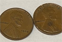(2) Key Date 1909 VDB Lincoln Wheat Cents
