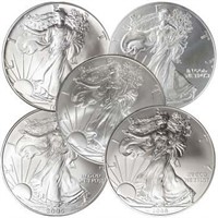 Lot of 5 US Silver Eagles