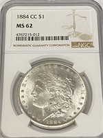 1884 Carson City Key Date MS 62 NGC Morgan $1