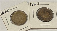 Civil War Era Indian Head Cent Lot 1862-63