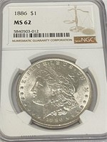 1886 MS 62 NGC Morgan Silver Dollar