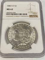 1883 o MS 62 NGC Morgan Silver Dollar