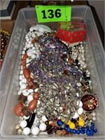 CONTAINER OF COSTUME JEWELRY- BEADS NECKLACES