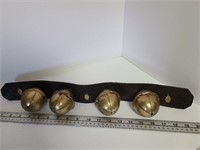 Vintage Heavy Brass and Leather Sleigh Bells