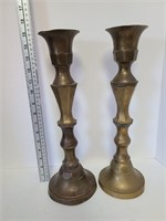 Old Large Brass Candle Holders