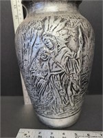 Medalta Pottery Vase Indiginous Scene
