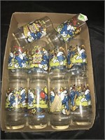 10pc Assorted Smurf Glass Cups