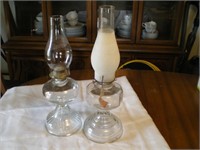 Oil Lamps with Globes, Vintage