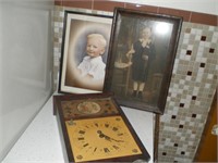Antique Wall Clock with Keys, Antique Pictures