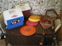 Coolers, Frisbee, Tennis Racquets