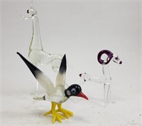 GLASS GIRAFFE, BIRD & RAM Miniature Figurines