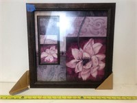 Pink Floral Painting/Print in Brown Frame