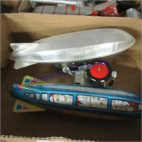 Tin wind-up zeppelins