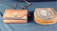 Handmade leather shoulder bag and leather pouch