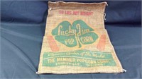 Lucky Jim hybrid popcorn 50 pound burlap sack