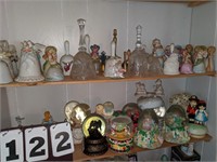 2 SHELVES OF GLOBES / BELLS / MUSIC BOXES