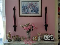TOP MANTLE AND WALL LOT /  PICTURE / CANDLE HOLDER