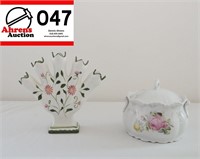 Floral stem vase and pot with lid