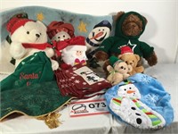 Lot of Christmas (stuffed bears, Place Mats, rugs)