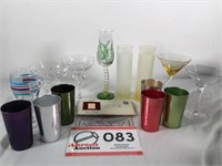 Mixed lot of glasses, 6 metal glasses, Stamp