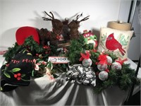 Christmas décor - deer, ornaments, pillow, rug