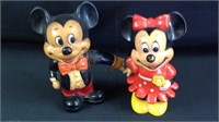 Vintage hard rubber Mickey and Minnie mouse banks