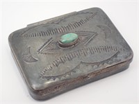 Native American Pill Box w/ Turquoise Bead