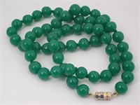 Dark Green Jade 9mm Bead Necklace