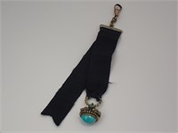 Antique Watch Fob w/ Turquoise Cabochons