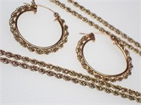 10K YG Chain 18" L Matching Earrings 2.9g TW