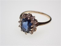14K YG Diamond Sapphire Ring 2.7g TW