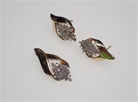14K YG Diamond Post Earrings & Pendant 3.8g TW