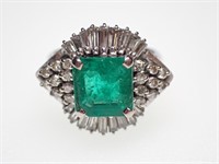 18K YG Emerald & Diamond Ring 7.0g TW