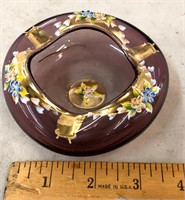 Beautiful Ashtray Hand Painted Gold Trim Fancy