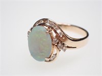 10K YG Opal & Diamond Ring Size 7 4.3g TW