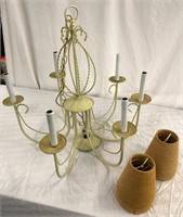 Chandelier with Burlap Shades