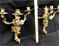 Beautiful Pair of Brass Wall Sconce