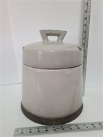 Pottery Jar / Lid With Decorative Chipping